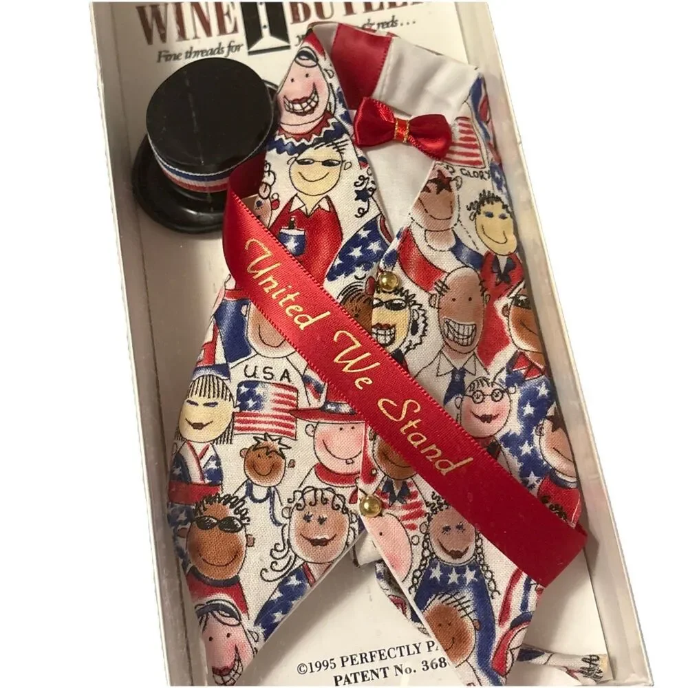 Wine Butler Fine Threads For Your Whites And Reds Patriotic Wine Bottle Outfit